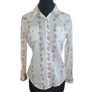 Wrangler Retro Western Snap Shirt Pink Floral Large